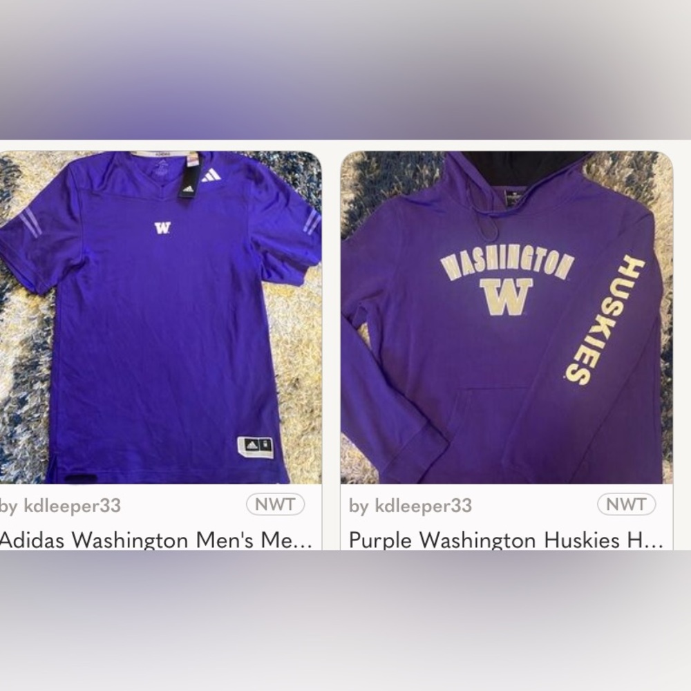 Adidas Washington Men's Med Purple Jersey & Lg Hoodie